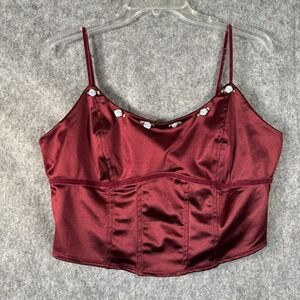 Wild‎ Fable Red Satin Cami Corset Top Rosettes Size L Y2K Sexy Dark Romantic